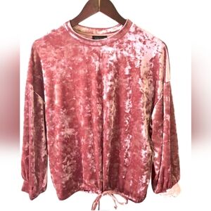 Topshop Rose Pink Crushed Velvet Top Size 2